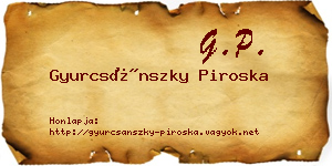 Gyurcsánszky Piroska névjegykártya